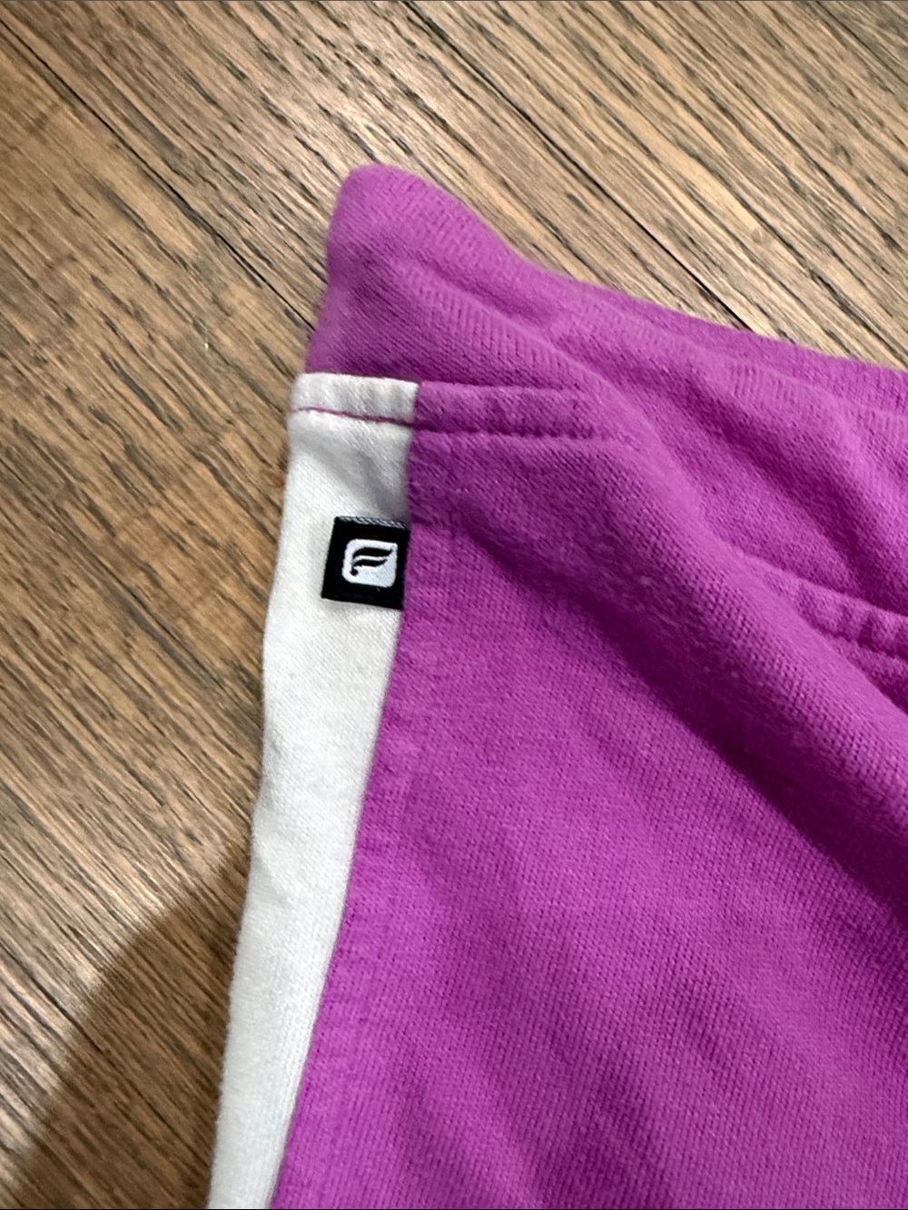 Fabletics Purple Drawstring Athletic Lounge Shorts with White Side Panels - Picture 4 of 5